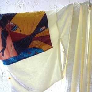 KIMONO with Artist Design in Sleeves. New. Ivory.